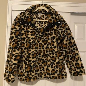 J. Crew Vintage Fleece Cheetah Leopard Print Sweatshirt